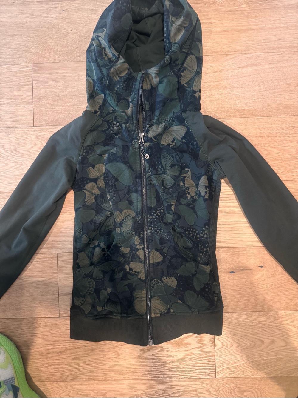 lululemon athletica Green & Black butterfly camouflage Print Full-Zip Hoodie